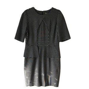 Melonie Black and Gray Striped Pendulum Waist Dress Size 14